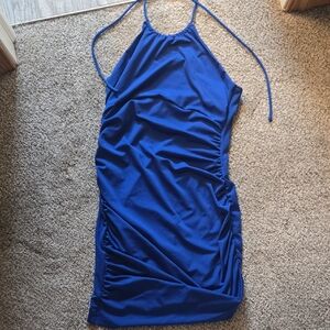 Elegant Blue Halter Dress